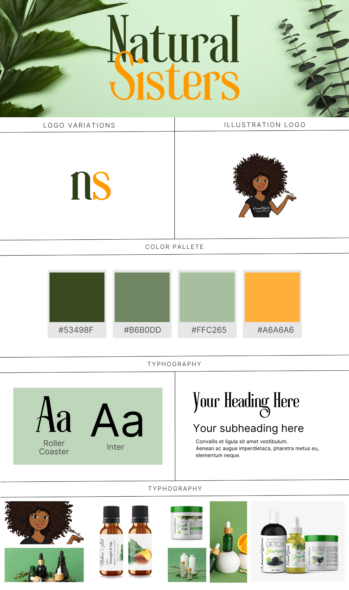 Natural Sisters brand identity board