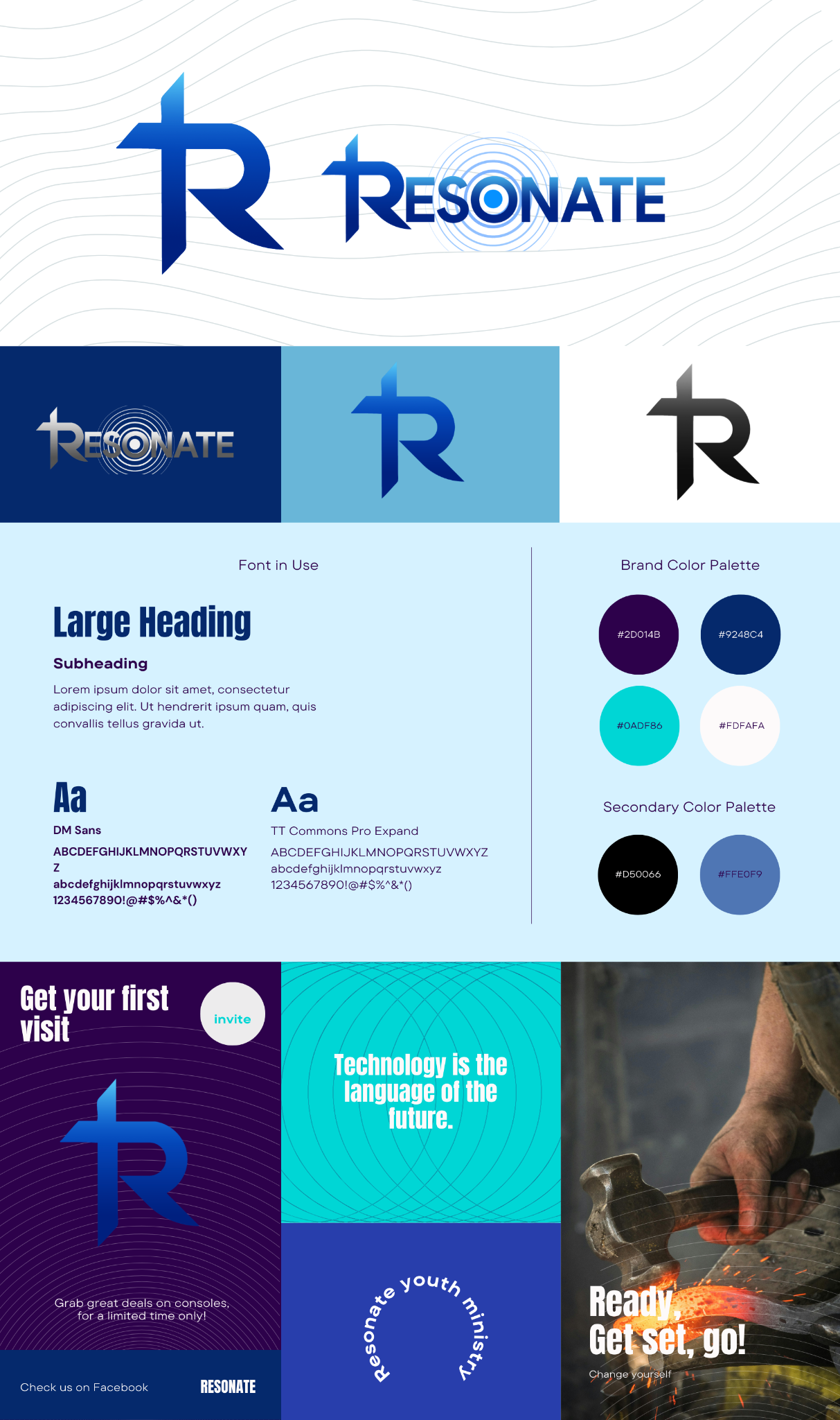 Resonance blue brand identity board
