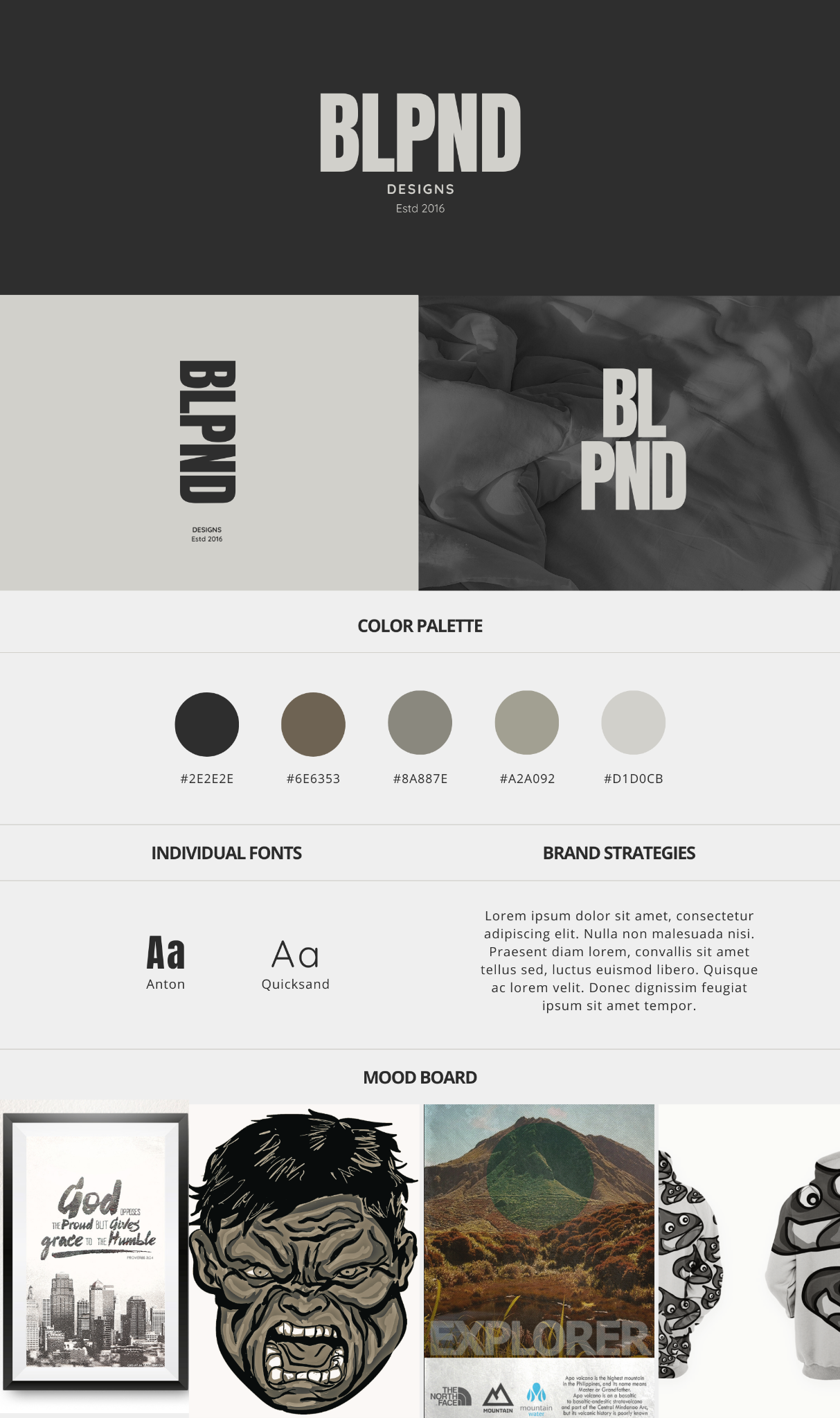 BLPND brand identity board