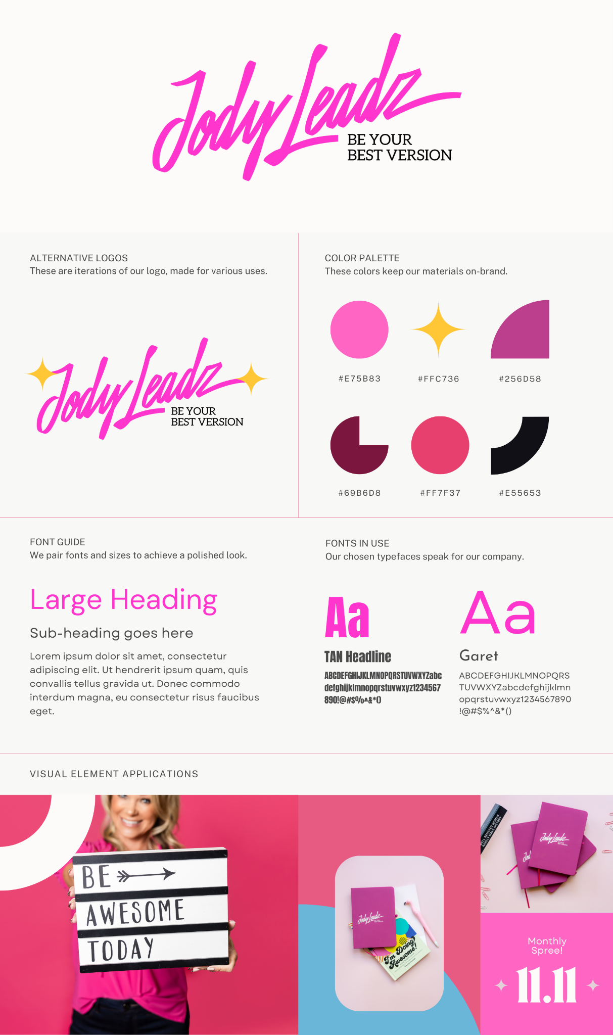 Jody Leadz brand identity board